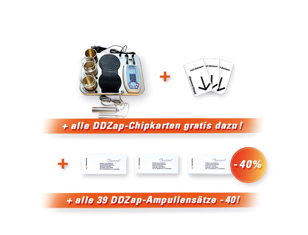DDZap Komplett Bundle - Deep Discharge Zap (DDZ + Professional + Fraktal-Verstärker) + Ampullensets + Chipcards